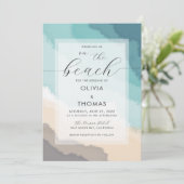 Einfache moderne kalligraphische Hochzeit am Küste Einladung (Stehend Vorderseite)