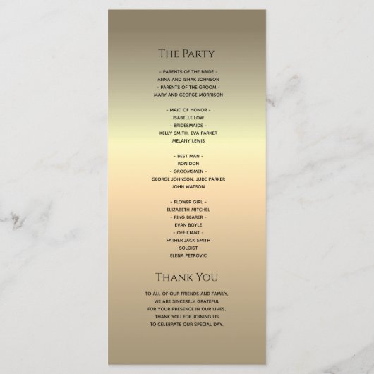 Einfache moderne kalligraphische Hochzeit Programm (Rückseite)