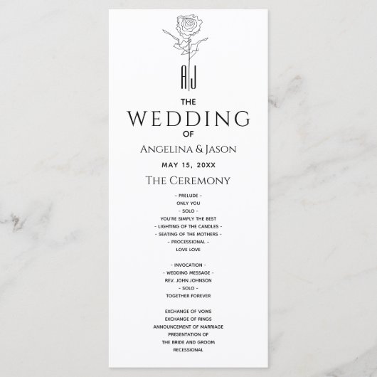 Einfache moderne kalligraphische Hochzeit Programm (Vorderseite)