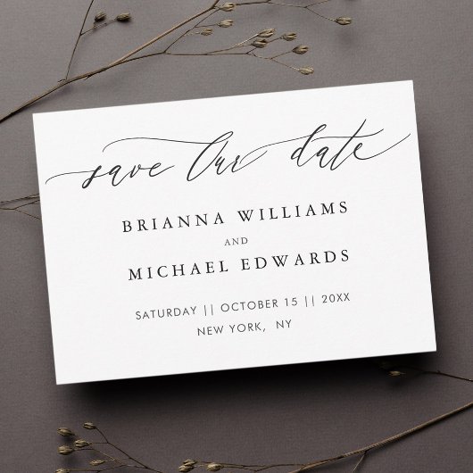 Einfache moderne kalligraphische Hochzeit Save The Date