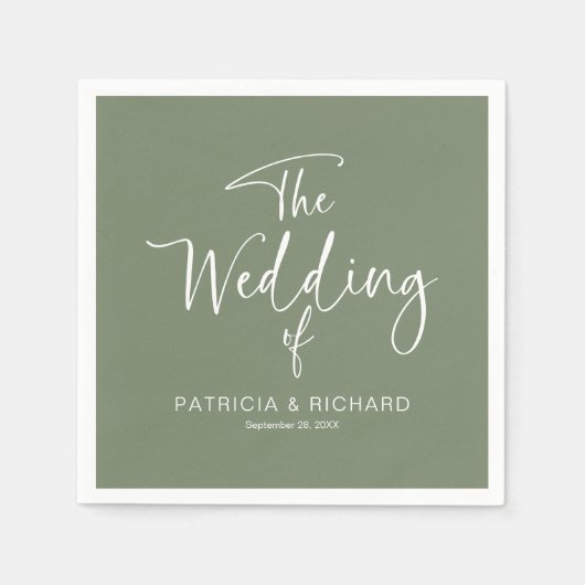 Einfache moderne kalligraphische Hochzeit Serviette (Vorderseite)