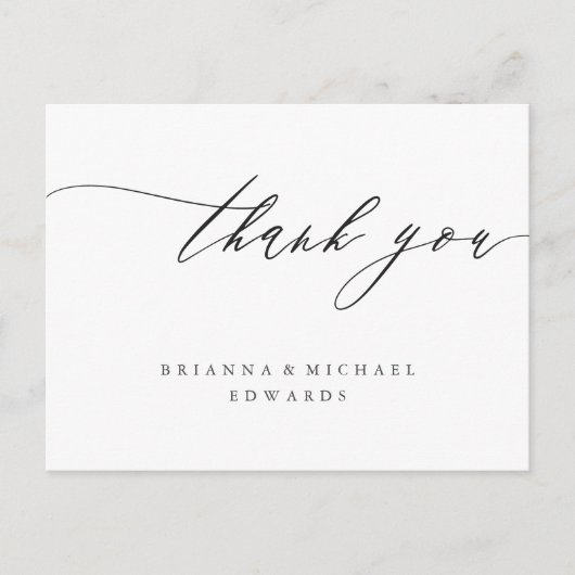 Einfache moderne kalligraphische Hochzeit Vielen D Postkarte (Vorderseite)