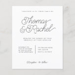 Einfache, moderne kalligraphische Hochzeitseinladu<br><div class="desc">Eine minimalistische Schwarz-Weiß-Hochzeitseinladung mit typografischem Design und einfachem Kalligraphie-Script-Schriftart. Einfach personalisieren,  indem Sie Ihre eigenen Daten eingeben. Bestelle noch heute.</div>