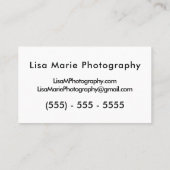 Einfache moderne Kamera-Fotografie Visitenkarte (Rückseite)