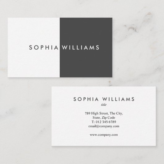 Einfache, moderne Kiesel grau und weiß Beruflich Visitenkarte (Vorne/Hinten)
