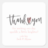 Einfache moderne Klassik Danke Typografie Quadratischer Aufkleber (Vorderseite)