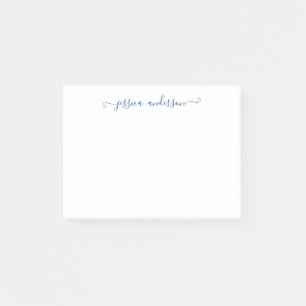 Einfache moderne Klassik Elegant Navy Blue Script Post-it Klebezettel
