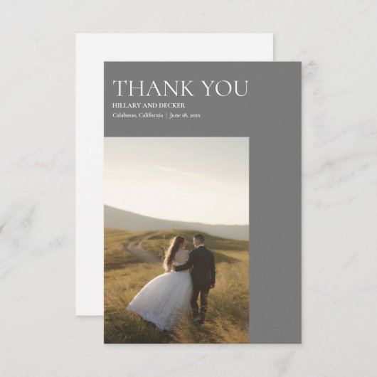 Einfache moderne klassische Hochzeit Danke Foto Ca (Vorne/Hinten)