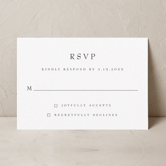 Einfache moderne klassische Hochzeit RSVP Karte