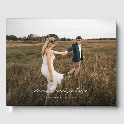 Einfache moderne klassische Schrift Vollzeit-Foto  Gästebuch (Vorderseite)