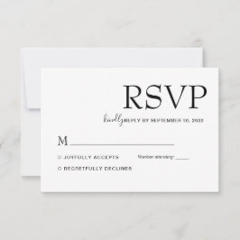Einfache moderne klassische Schwarz-Weiß-Hochzeit RSVP Karte