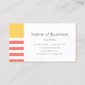 Einfache moderne Koralle und gelbe Streifen Visitenkarte (Rückseite)