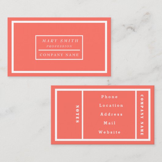 Einfache moderne Koralle Visitenkarte (Vorne/Hinten)