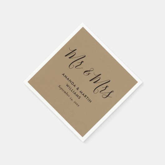 Einfache moderne Kraft-Script-Hochzeit Serviette (Ecke)