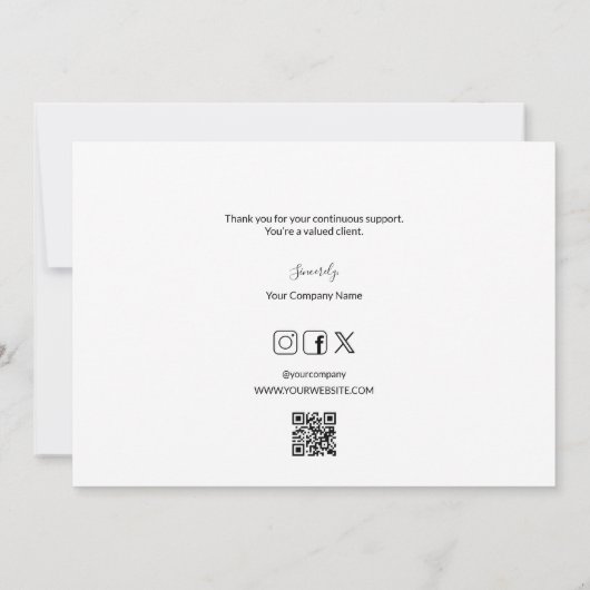 Einfache, moderne, kundenspezifische Logo-QR-Websi Dankeskarte (Rückseite)