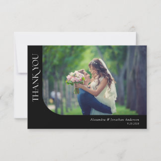 Einfache, moderne, kurvige Fotos Hochzeit Vielen D Dankeskarte