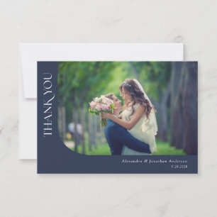 Einfache, moderne, kurvige Fotos Hochzeit Vielen D Dankeskarte