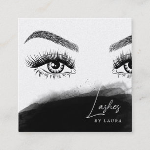 Einfache moderne Lashes Augen und Brows Handgezeic Quadratische Visitenkarte