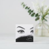 Einfache moderne Lashes Augen und Brows Handgezeic Quadratische Visitenkarte (Stehend Vorderseite)