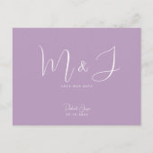 Einfache moderne Lavendelhochzeit rettet das Datum Postkarte (Vorderseite)