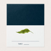 Einfache moderne Leaf Deep Blue Elegante Platzkart (Außenseite Aufgefaltet)