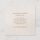 Einfache moderne, leicht beige Wäsche Beruflich Quadratische Visitenkarte (Rückseite)
