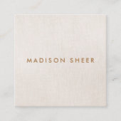 Einfache moderne, leicht beige Wäsche Beruflich Quadratische Visitenkarte (Vorderseite)