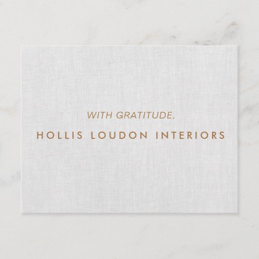 Einfache moderne, leicht graue Linen "look" Begleitkarte (Vorderseite)