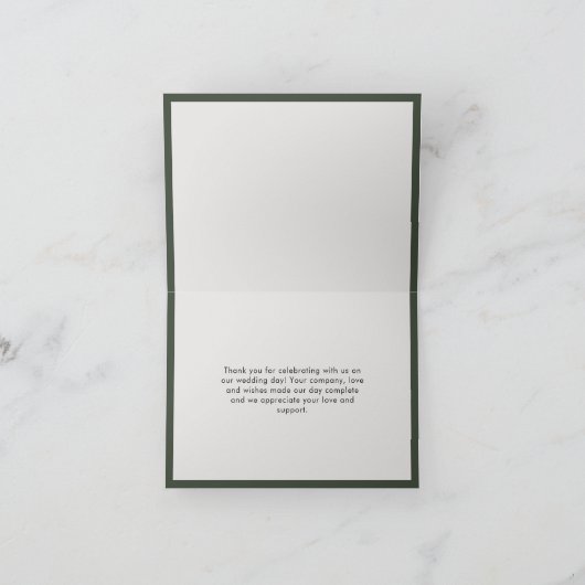 Einfache moderne Leuchte Moss Green Dankeskarte (Innenseite)