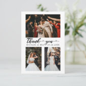 Einfache moderne Liebe Foto 4 Hochzeit Dankeskarte (Stehend Vorderseite)