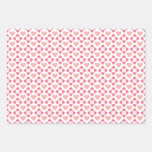 Einfache moderne Liebe Herz Pink Peach Weiß Geschenkpapier Set (Vorderseite 2)