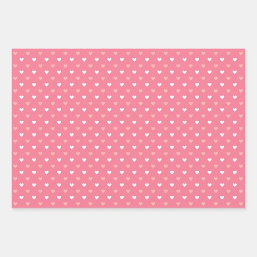 Einfache moderne Liebe Herz Pink Peach Weiß Geschenkpapier Set (Vorderseite)