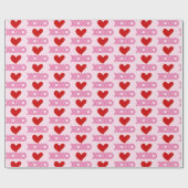 Einfache moderne Liebe XOXO Herz-Rosa- und Rottmus Geschenkpapier (Flach)