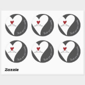 Einfache moderne Liebesvögel und Rotes Herz Vielen Runder Aufkleber (Blatt)