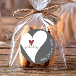 Einfache moderne Liebesvögel und Rotes Herz Vielen Runder Aufkleber