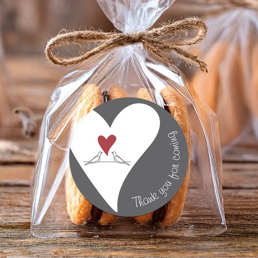 Einfache moderne Liebesvögel und Rotes Herz Vielen Runder Aufkleber