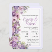 Einfache, moderne Lila Blumenhochzeit Einladung (Vorne/Hinten)