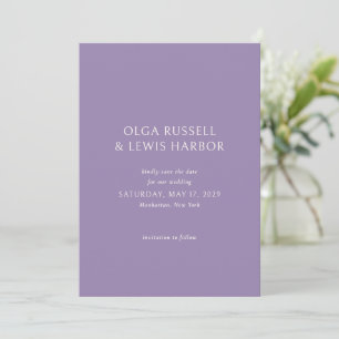 Einfache moderne lila Hochzeit Save The Date