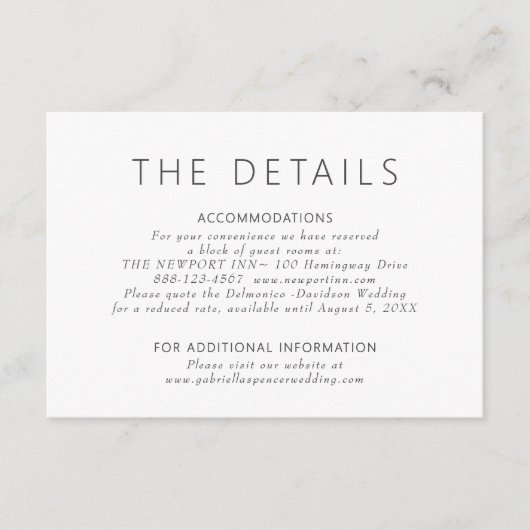 Einfache moderne Lila Hochzeitsdetails Begleitkarte (Vorderseite)