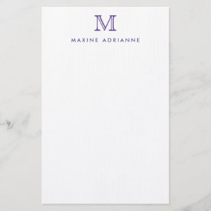 Einfache, moderne, Lila Monogramm Briefpapier