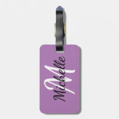 Einfache moderne Lila Monogramm, Initial und Name Gepäckanhänger (Rückseite vertikal)