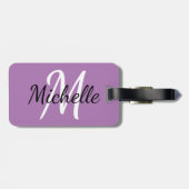 Einfache moderne Lila Monogramm, Initial und Name Gepäckanhänger (Rückseite horizontal)