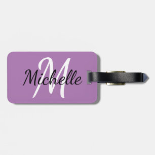 Einfache moderne Lila Monogramm, Initial und Name Gepäckanhänger