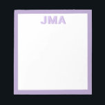 Einfache, moderne Lila Monogramm Notizblock<br><div class="desc">Erstellen Sie Ihre eigene personalisierte Monogramm-Schreibmaschine mit Ihren eigenen Initialen oder Namen in moderner minimalistischer Typografie.</div>