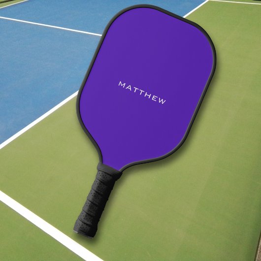 Einfache, moderne Lila Monogramm - Vorname Pickleball Schläger