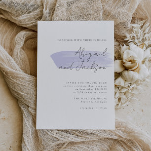 Einfache moderne Lilac Brush Strokes Wedding Einladung