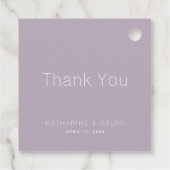 Einfache moderne Lilac Monogram Wedding Vielen Dan Geschenkanhänger (Rückseite)