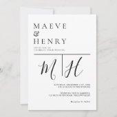 Einfache moderne Linien-Monogramm-Hochzeit Einladung (Vorderseite)