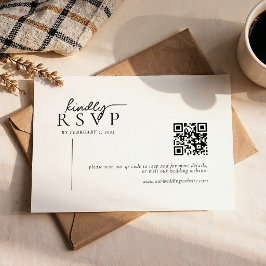 Einfache moderne Linien-Schrift-QR-Code-Hochzeit RSVP Karte