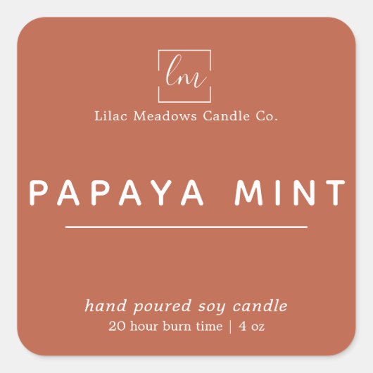 Einfache, moderne Logo-Kerze Quadratischer Aufkleber (Vorderseite)